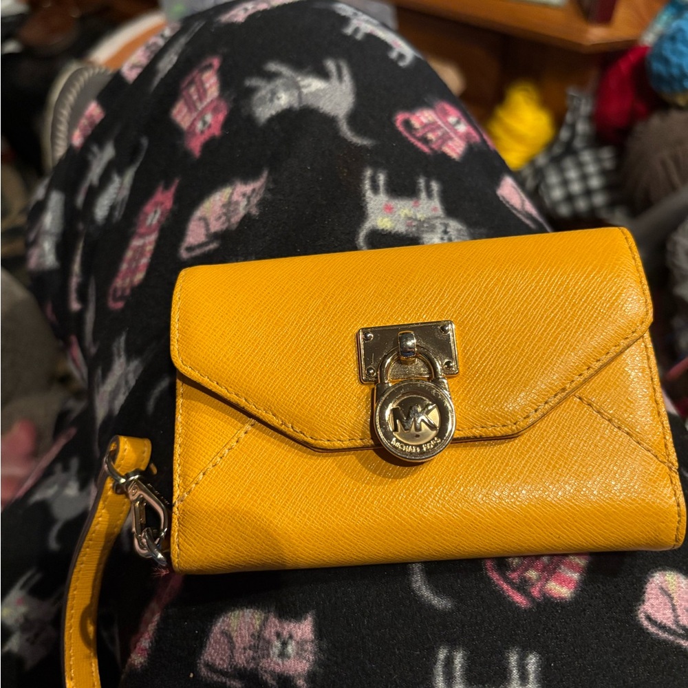 Michael Kors Mustard Yellow Leather Wristlet